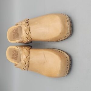 MIA Tan Braided Leather Clogs